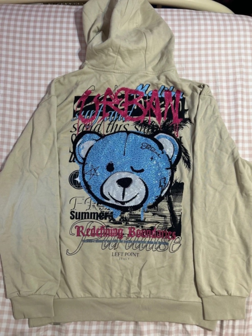 NWT Left Point Italy Y2K Designer Rhinestone Jeweled Urban Street Hoodie Sz. 3XL - Picture 7 of 9